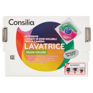 Consilia Detersivo Lavatrice Liquido Conc. Per Capi Colorati 24 Capsule Idrosolubili 336 Ml