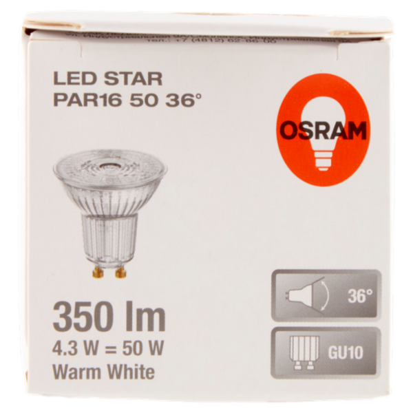 Osram Led Star Par16 50 36° GU10 Warm White 4.3 W