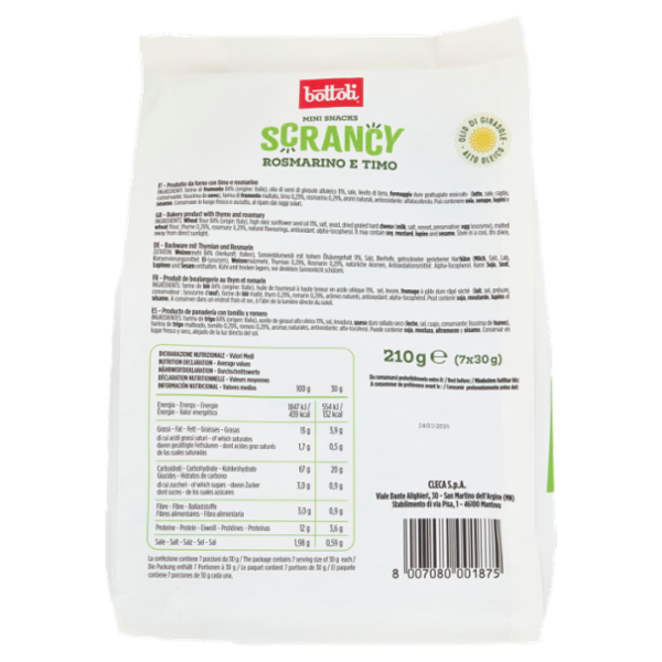 bottoli Mini Snacks Scrancy Rosmarino e Timo 7 x 30 g