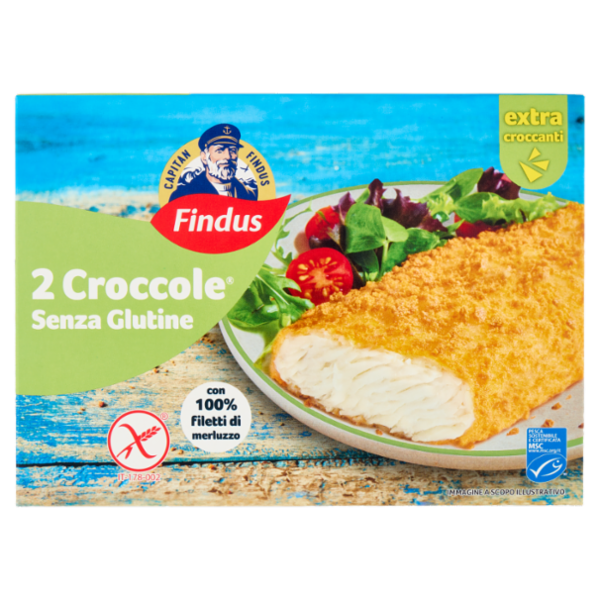 Capitan Findus 2 Croccole Senza Glutine con 100% Filetti di Merluzzo 250 g
