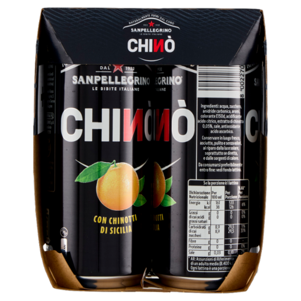 BIBITE SANPELLEGRINO, Bevanda Gassata, Chinò, Lattina - 4x330ml