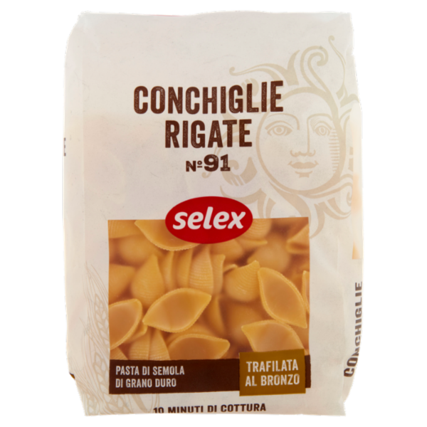 Selex Pasta di Semola Trafilata al Bronzo Conchiglie Rigate 500 g