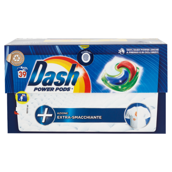 Dash Power Pods Detersivo Lavatrice In Capsule, Azione Extra-Smacchiante, 39 Lavaggi 1002,3 g