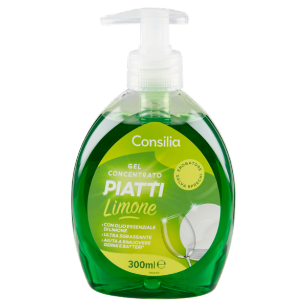 Consilia Detergente per Stoviglie in Gel Concentrato Limone 300 ml