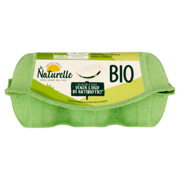 le Naturelle Bio 6 Uova Fresche Biologiche da Galline Allevate Senza l'Uso di Antibiotici* 300 g