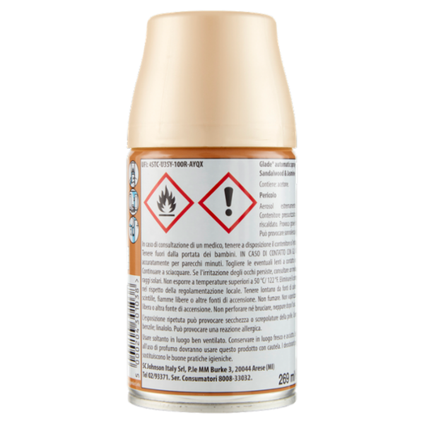 Glade Automatic Spray Ricarica, Profumatore per Ambienti, Fragranza Sensual Sandalwood&Jasmine 269ml