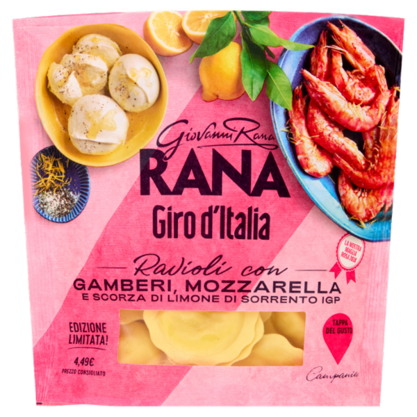 Giovanni Rana Giro d'Italia Ravioli con Gamberi, Mozzarella e Scorza di Limone di Sorrento IGP 250 g