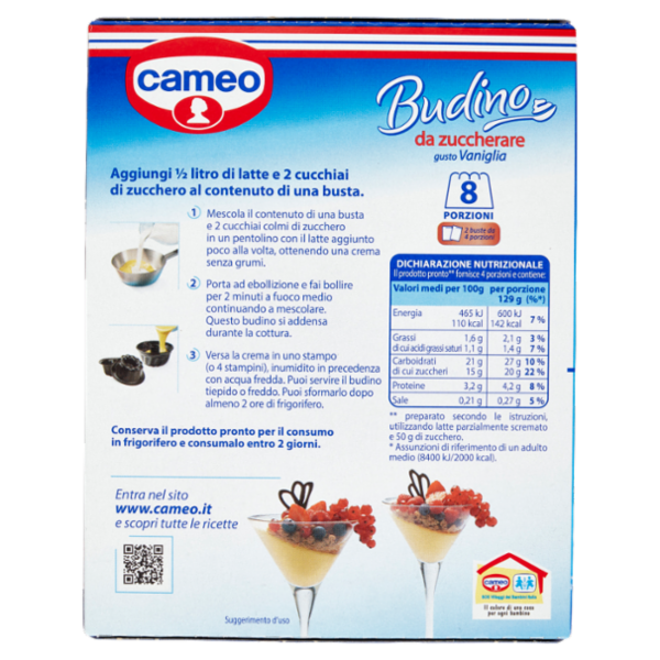 cameo Preparato per Budino da zuccherare gusto Vaniglia 2 x 35 g