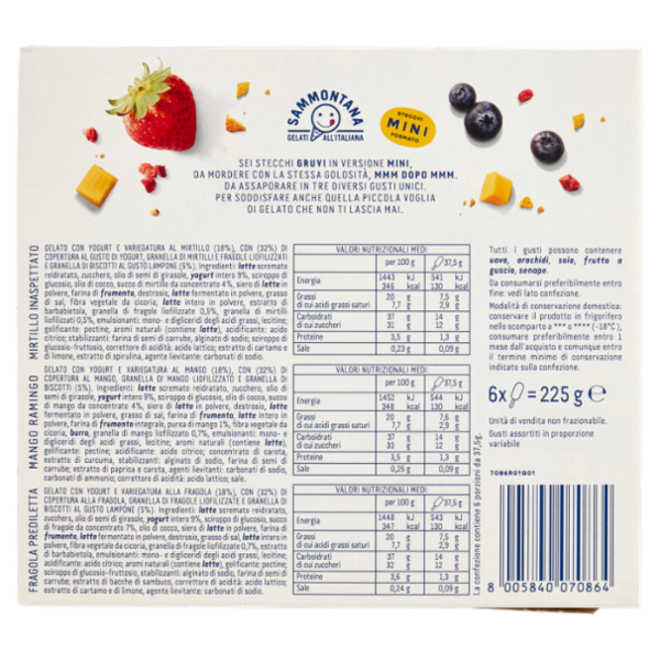 Sammontana Gruvi Mini Mirtillo Inaspettato, Mango Ramingo, Fragola Prediletta 6 x 37,5 g