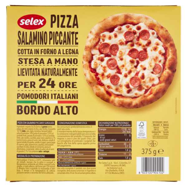 Selex Pizza con Salamino Piccante Surgelata 375 g