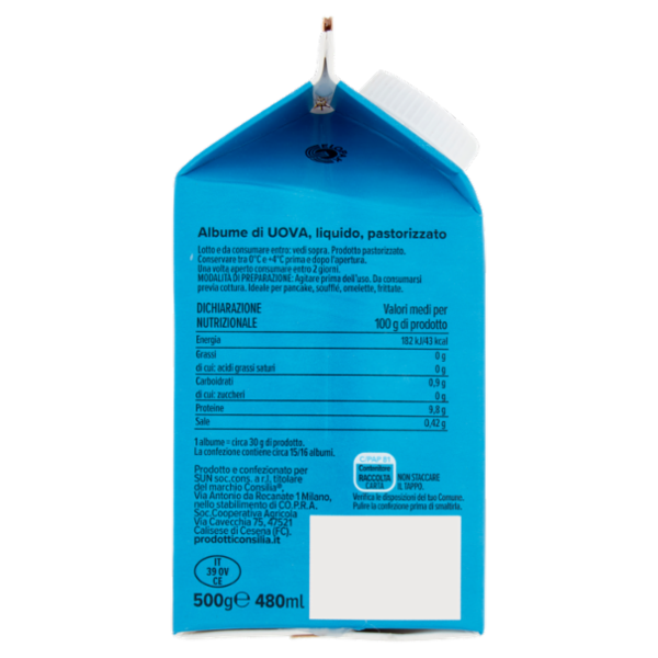 Consilia Albume d'Uovo da Galline Allevate a Terra 500 g