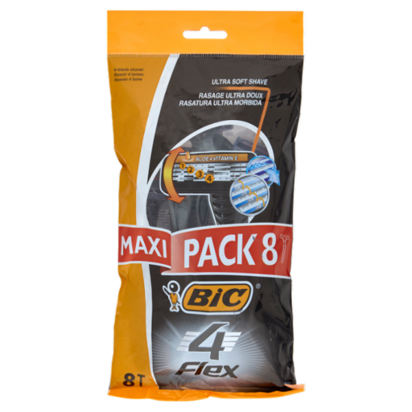 Bic 4 Flex Rasoi Uomo Usa e Getta, 8 pezzi
