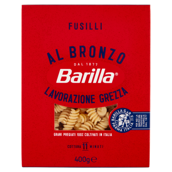 Barilla Pasta Al Bronzo Fusilli 100% grano italiano 400g