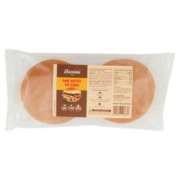 Bassini Pane Rustico per Kebab 2 pezzi 170 g