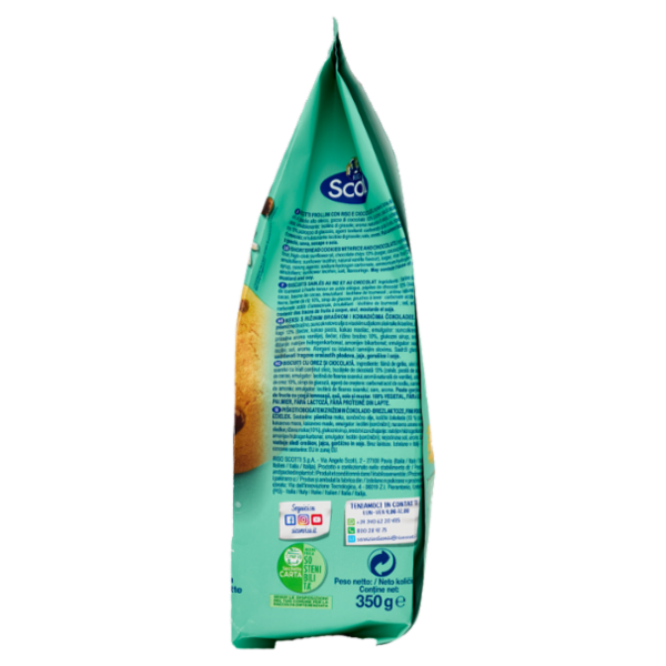 Riso Scotti Si con Riso Senza Lattosio Biscotto con Riso e Gocce di Cioccolato 350 g