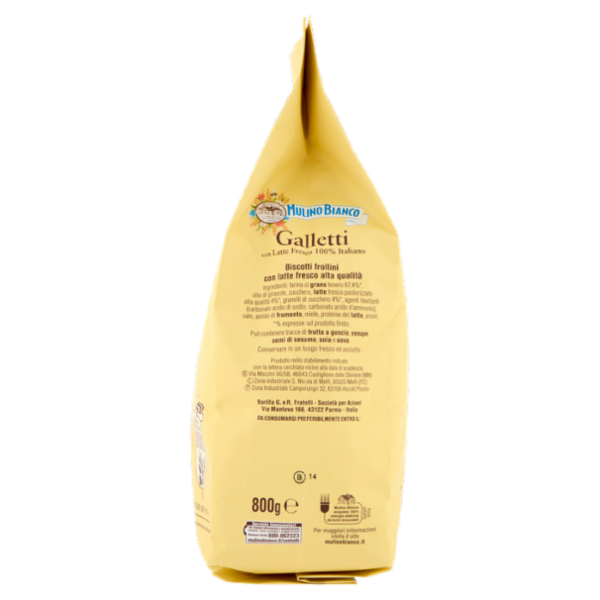 Mulino Bianco Galletti Biscotti con Latte Fresco 100% Italiano 800g