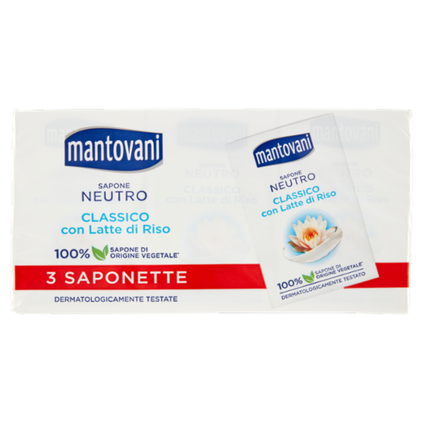 mantovani Sapone Neutro Classico con Latte di Riso 3 x 90 g