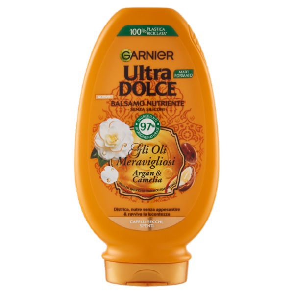 Garnier Ultra Dolce Balsamo Meraviglioso all'olio d'argan e di camelia per capelli secchi, 250 ml