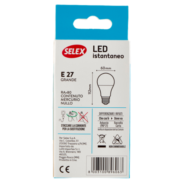 Selex Lampadina Led Goccia E27 11W Luce Calda