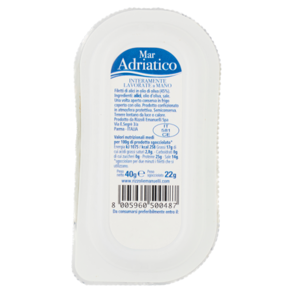 Rizzoli le Rizzoline Mar Adriatico Filetti di alici in olio di oliva 40 g