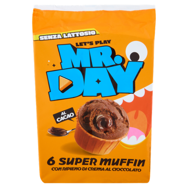 Mr.Day 6 Super Muffin al Cacao con Ripieno di Crema al Cioccolato 6 x 50 g