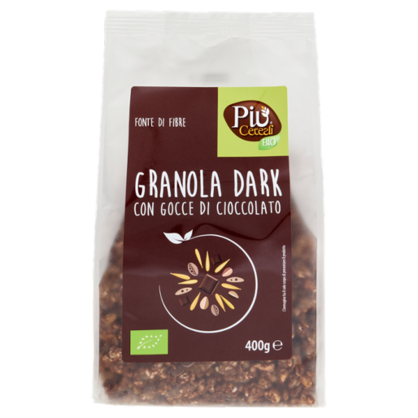 Più Cereali Bio Granola Dark con Gocce di Cioccolato 400 g