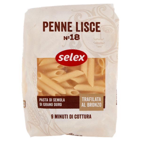 Selex Pasta di Semola Trafilata al Bronzo Penne Lisce 500 g
