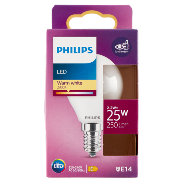 Philips Led sfera vetro 25W E14 2700K