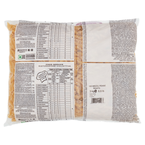 granoro Food Service 106 Mezze Penne Rigate 3 kg