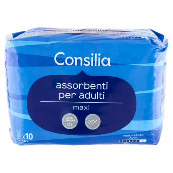 Consilia Assorbenti per Adulti Anatomici per Incontinenza Leggera Misura Maxi 10 pezzi