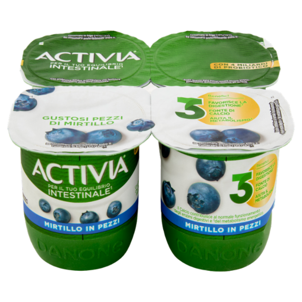 ACTIVIA Yogurt con Probiotico Bifidus, gusto Mirtillo, 4x125g
