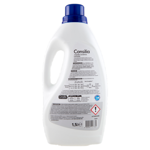 Consilia Detersivo per Lavatrice Liquido Lavanda 30 Lavaggi 1,5 L