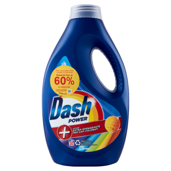 Dash Power Detersivo Liquido Lavatrice, Azione Extra-Igienizzante Colorati, 20 Lavaggi 1000 ml