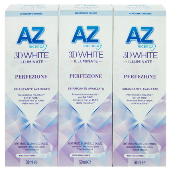 AZ Ricerca Dentifricio 3D White Illuminate Perfezione Sbiancante Avanzato 3 x 50 ml
