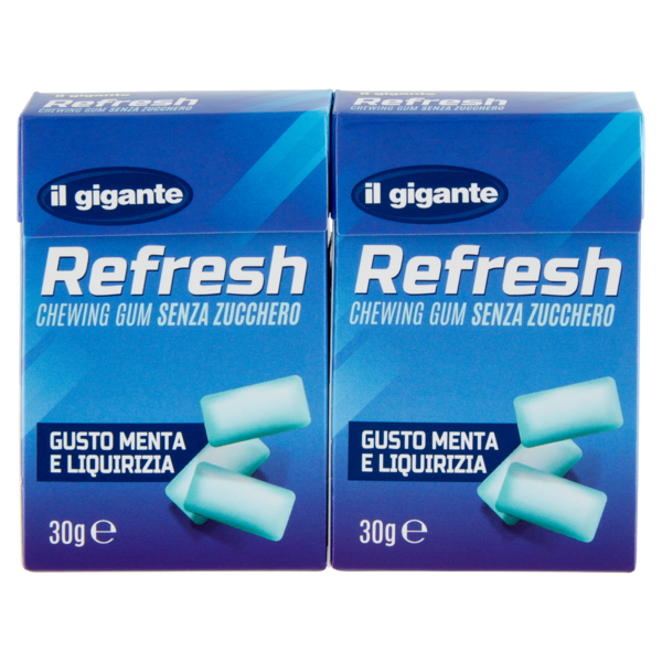 IL GIGANTE Refresh Chewing Gum Senza Zucchero Gusto Menta e Liquirizia 2 x 30 g