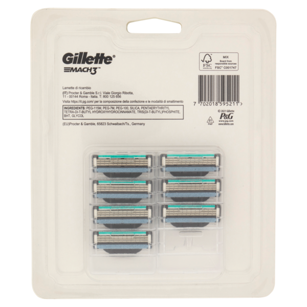 Gillette Lamette di Ricambio per Rasoio da Uomo Mach3, 7 Ricariche