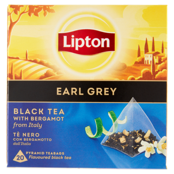 Lipton Earl Grey Tè Nero con Bergamotto 20 Pyramid Teabags 32 g