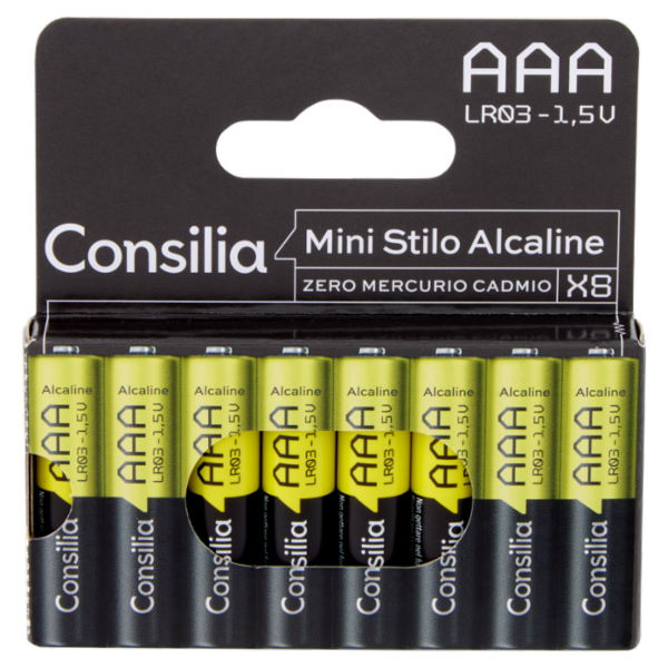 Consilia Pile Alcaline Mini Stilo AAA 1,5 V 8 pezzi