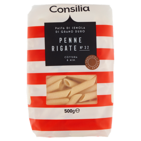 Consilia Pasta di Semola Trafilata al Bronzo Penne Rigate 500 g