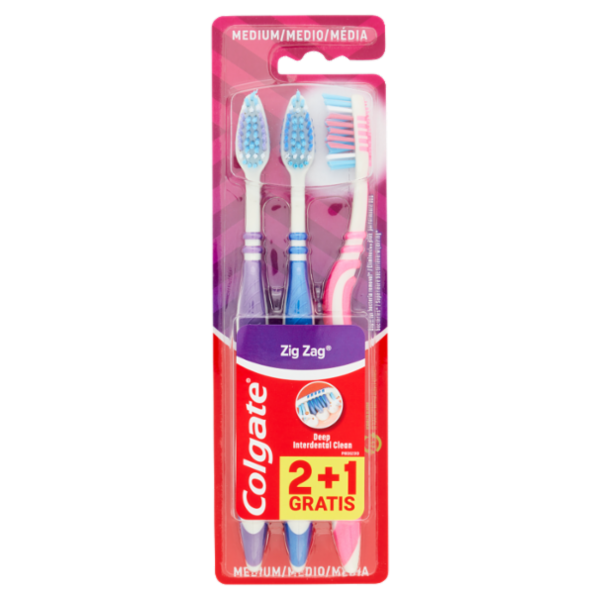 Colgate spazzolino Zig Zag pulizia profonda, medio, 3 pezzi
