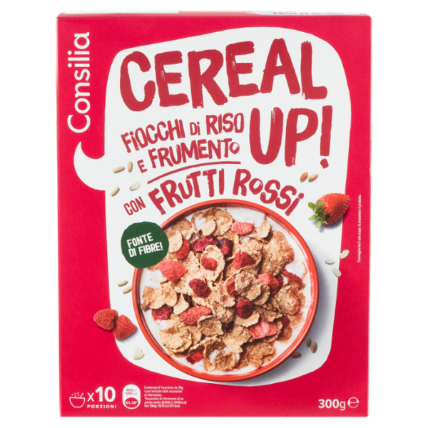 Consilia Cereal Up Fiocchi di Riso e Frumento Tostati con Frutti Rossi 300 g