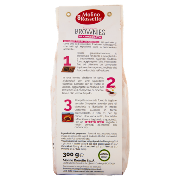 Molino Rossetto Preparato per Brownies al Cioccolato Senza Glutine 300 g
