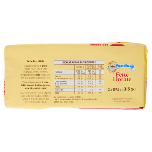 Mulino Bianco Fette Biscottate Dorate 315g