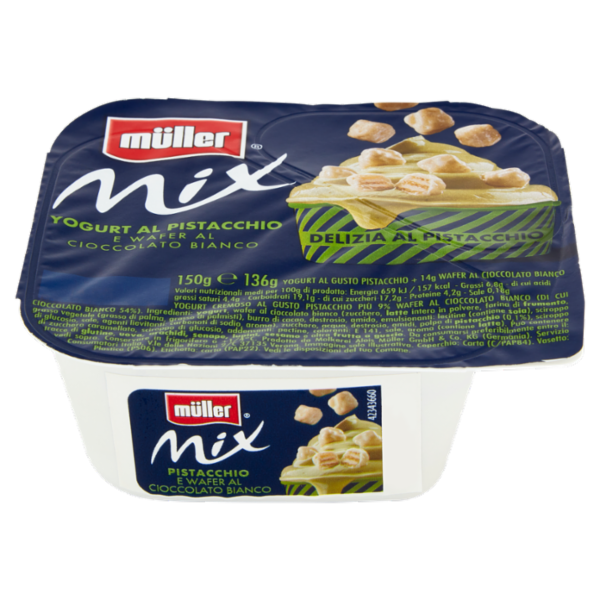 müller Mix Yogurt al Pistacchio e Wafer al Cioccolato Bianco 150 g