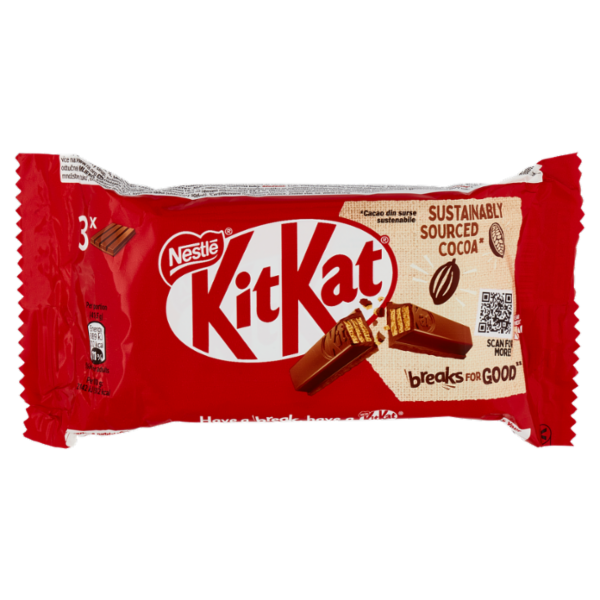 KITKAT Original Wafer ricoperto di Cioccolato al Latte 3 snack da 41,5g