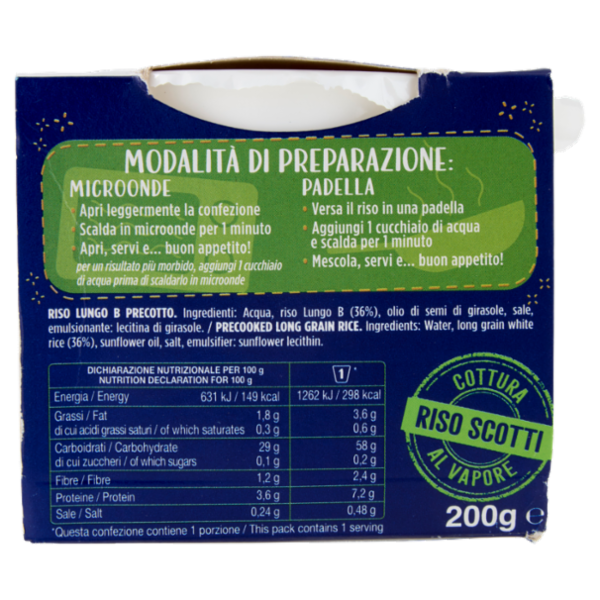 Riso Scotti Apri Scalda e gusta come vuoi! Riso Chicco Lungo 200 g