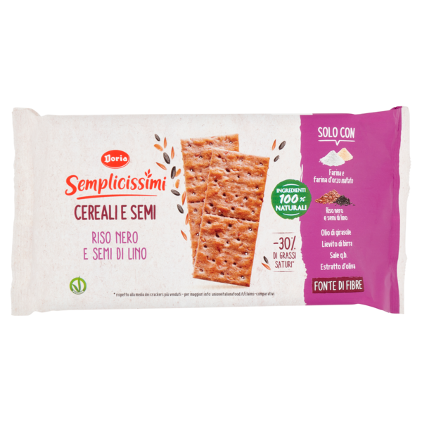 Doria Semplicissimi Crackers Riso Nero e Semi di Lino - 245 g