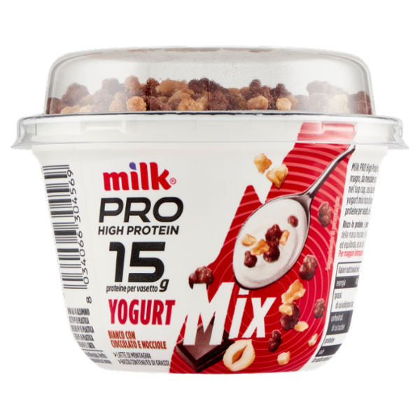 Milk Pro High Protein 15g Yogurt Bianco con Cioccolato e Nocciole 180 g
