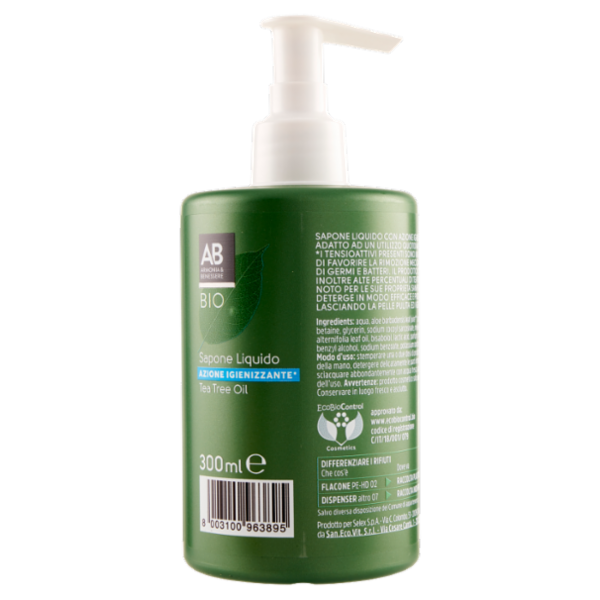 Armonia & Benessere Sapone Liquido Azione Igienizzante Bio con Tea Tree Oil 300 ml