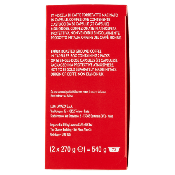 Lavazza A Modo Mio Qualità Rossa 72 capsule 540g